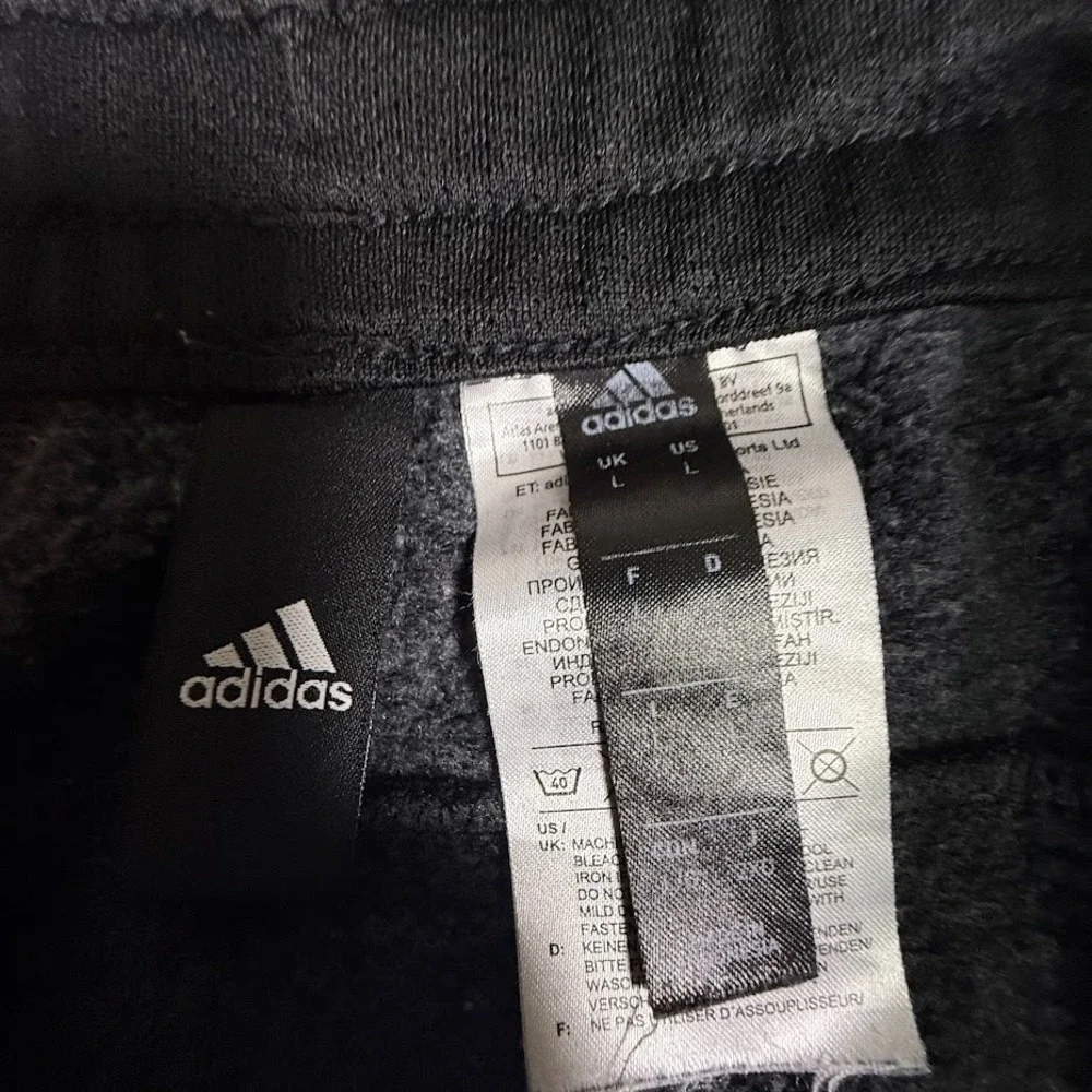 Adidas Sweatpants‎ Mens L Black Heather Tapered Jogger Athletic Zip Hem